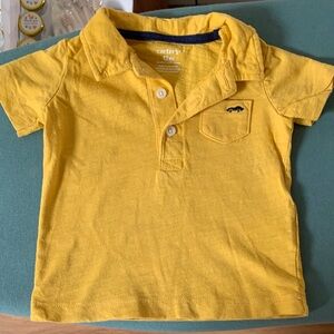 Carter's Yellow Short-Sleeve Polo with Pocket Race Car Embroidered Detail